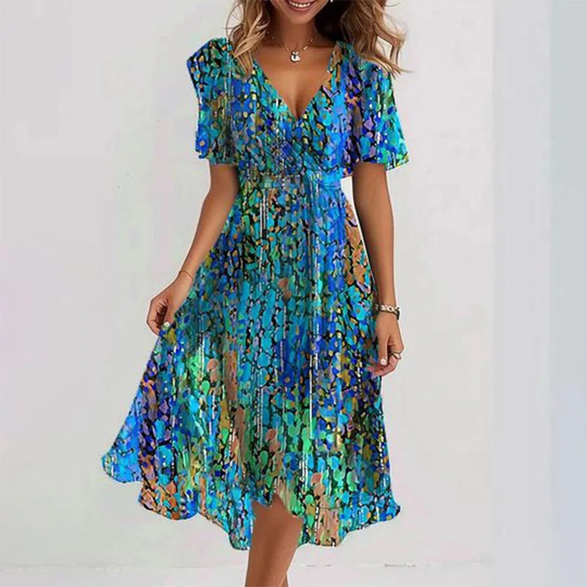 Image of Harper | Women's V-Neck Wrap Midi Dress