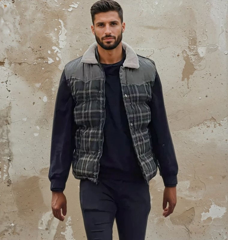 Keith | Men's Plaid Puffer Vest - Image 4