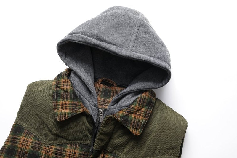 Miles | Men's Hooded Plaid Puffer Vest - Image 7