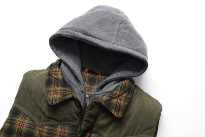 Miles | Men's Hooded Plaid Puffer Vest - Image 7