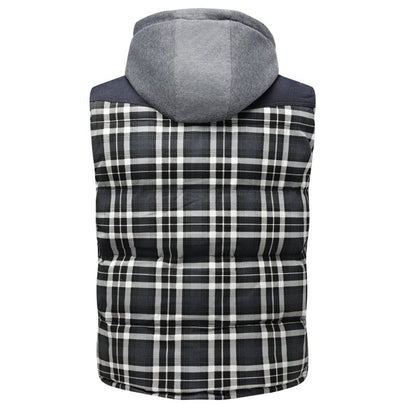 Miles | Men's Hooded Plaid Puffer Vest - Image 6
