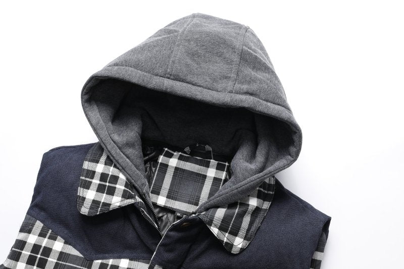 Miles | Men's Hooded Plaid Puffer Vest - Image 9