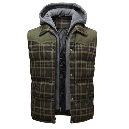 Miles | Men's Hooded Plaid Puffer Vest - Image 12