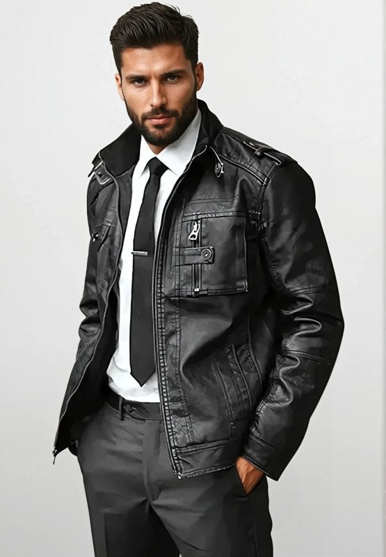 Jamison | Men's Slim-Fit Biker Jacket - Image 3