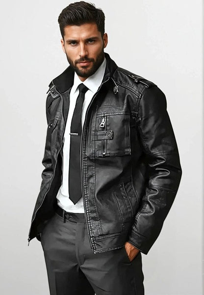 Jamison | Men's Slim-Fit Biker Jacket - Image 3
