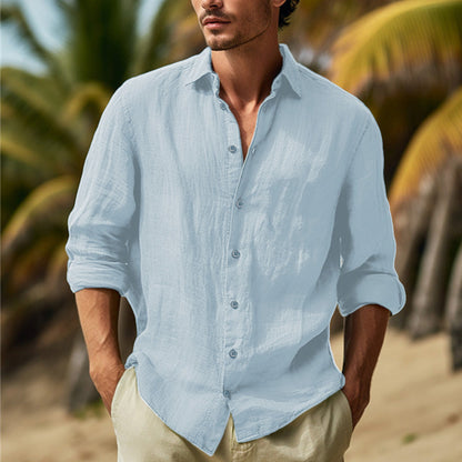Leonard | Stylish William Linen Long Sleeve Shirt for Men - Image 3