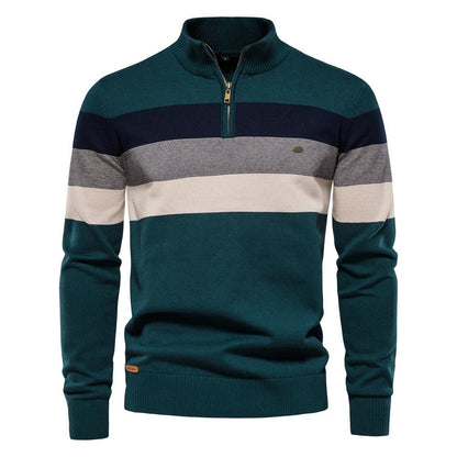 Edward | Men's Half-Zip Striped Sweater - Image 2