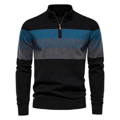 Edward | Men's Half-Zip Striped Sweater - Image 1