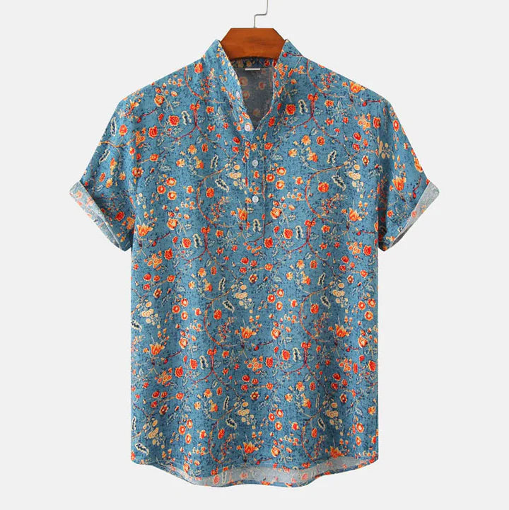 Kenneth | Stylish Printed Henley Shirt - Image 3