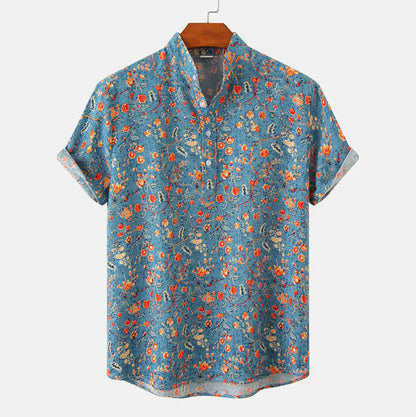 Kenneth | Stylish Printed Henley Shirt - Image 3