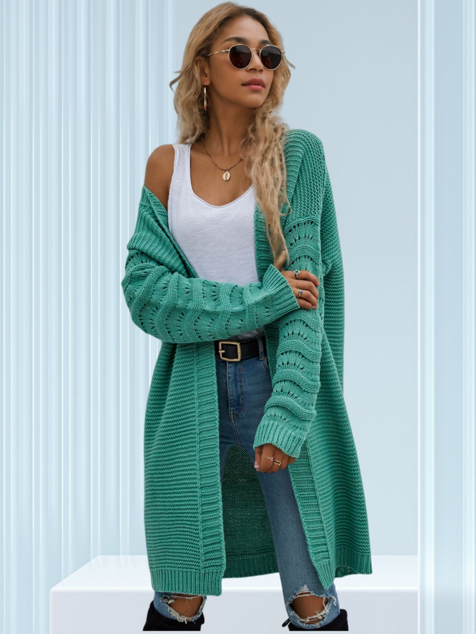 Emma | Women's Longline Open Front Cardigan Sweater