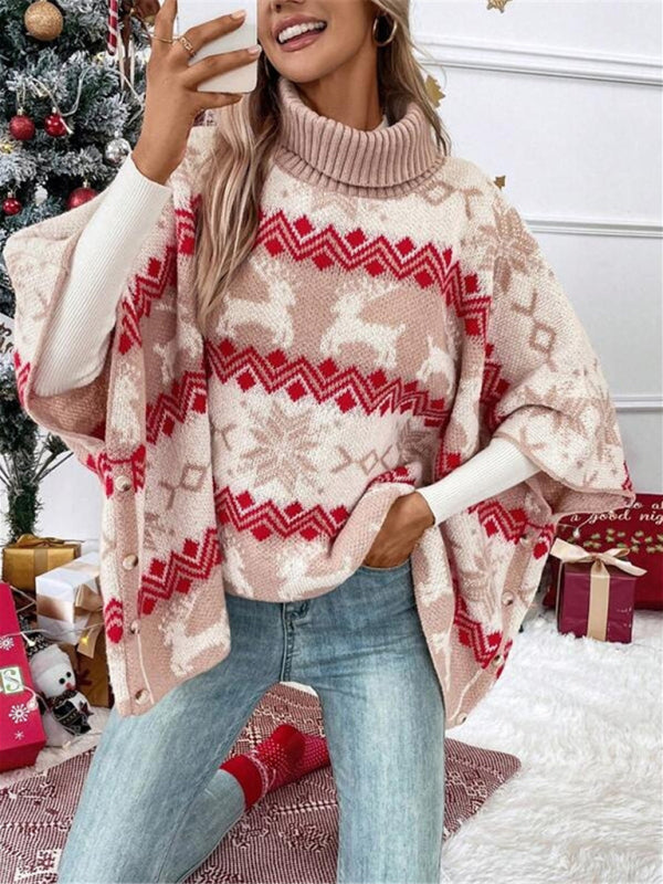 Serena | Women's Oversized Turtleneck Poncho Sweater - Image 4