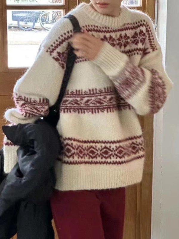 Nell | Women's Fair Isle Relaxed Fit Pullover Sweater - Image 3