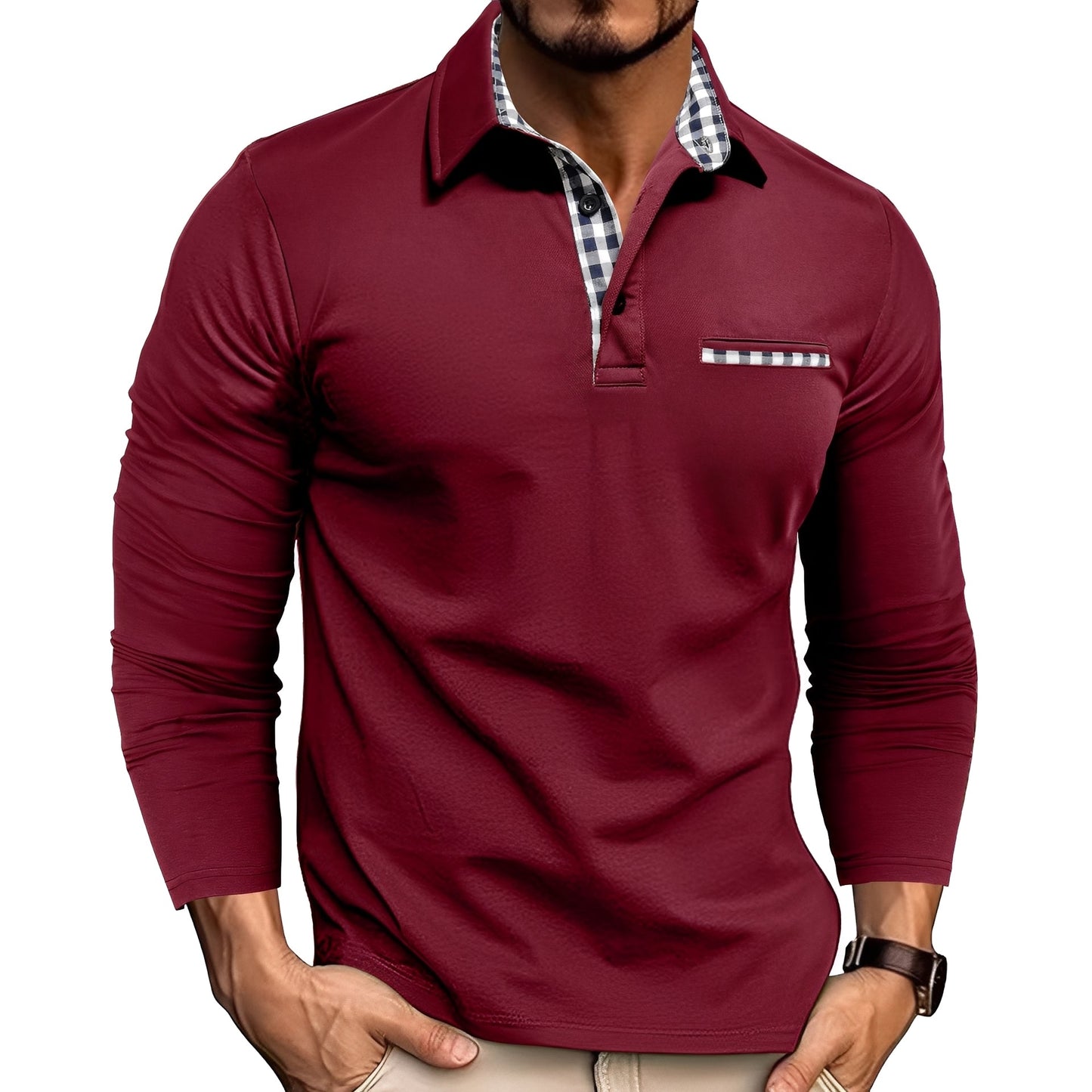 Image of Jamison | Men's Long Sleeve Button-Down Polo Shirt
