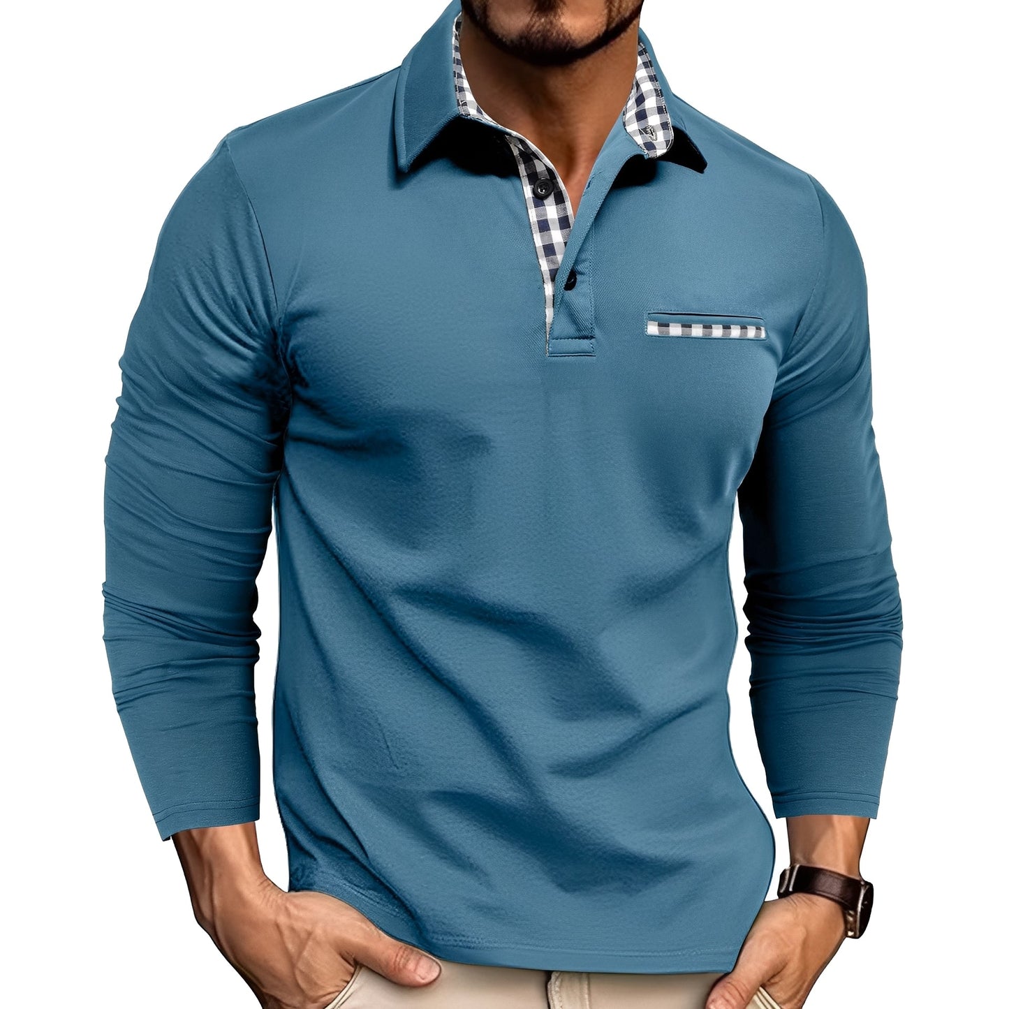 Image of Jamison | Men's Long Sleeve Button-Down Polo Shirt