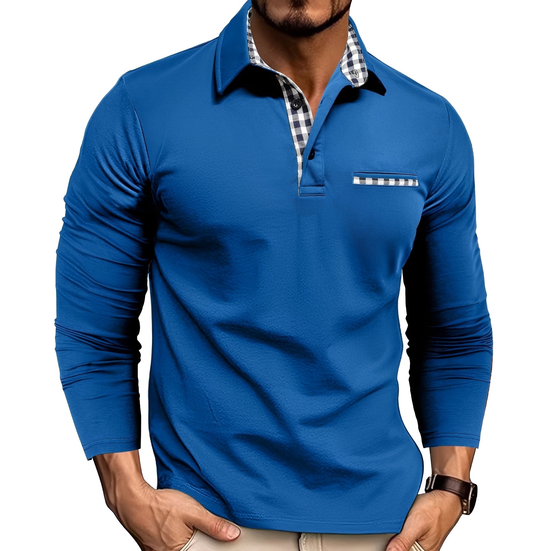Image of Jamison | Men's Long Sleeve Button-Down Polo Shirt