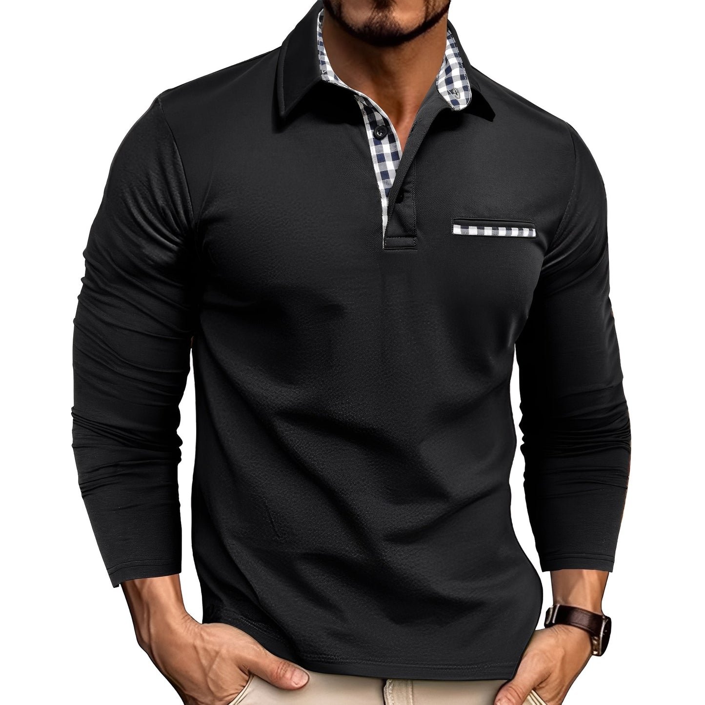 Image of Jamison | Men's Long Sleeve Button-Down Polo Shirt