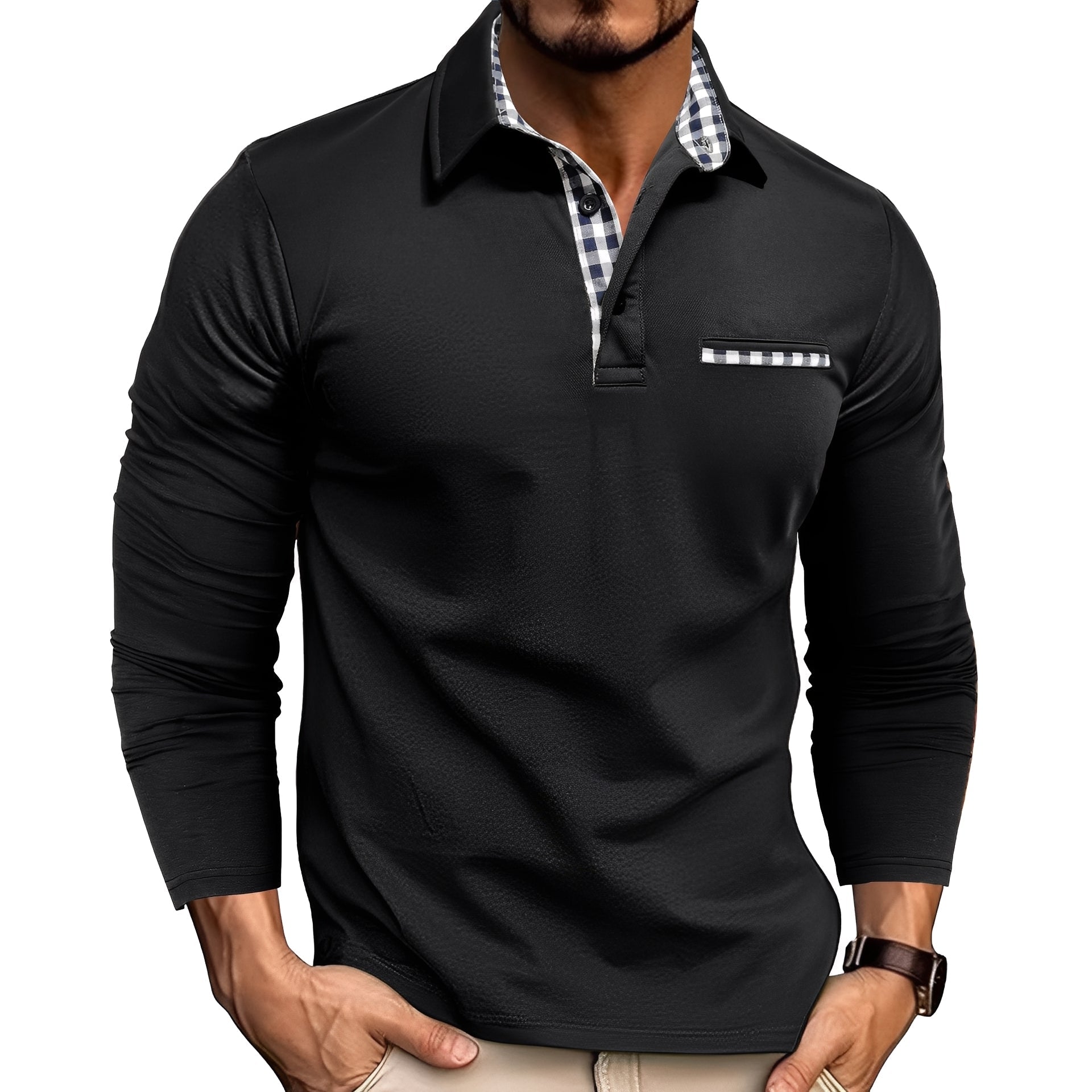 Image of Jamison | Men's Long Sleeve Button-Down Polo Shirt