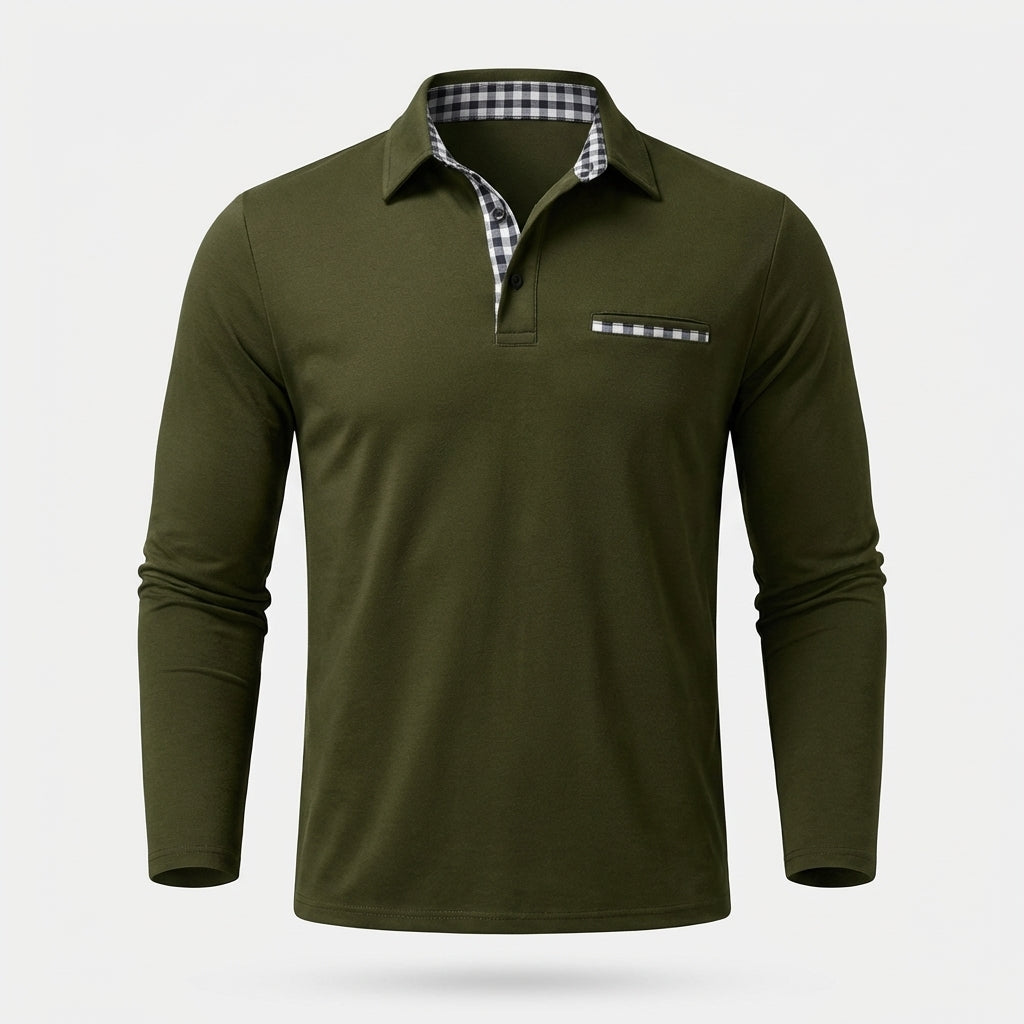 Image of Jamison | Men's Long Sleeve Button-Down Polo Shirt