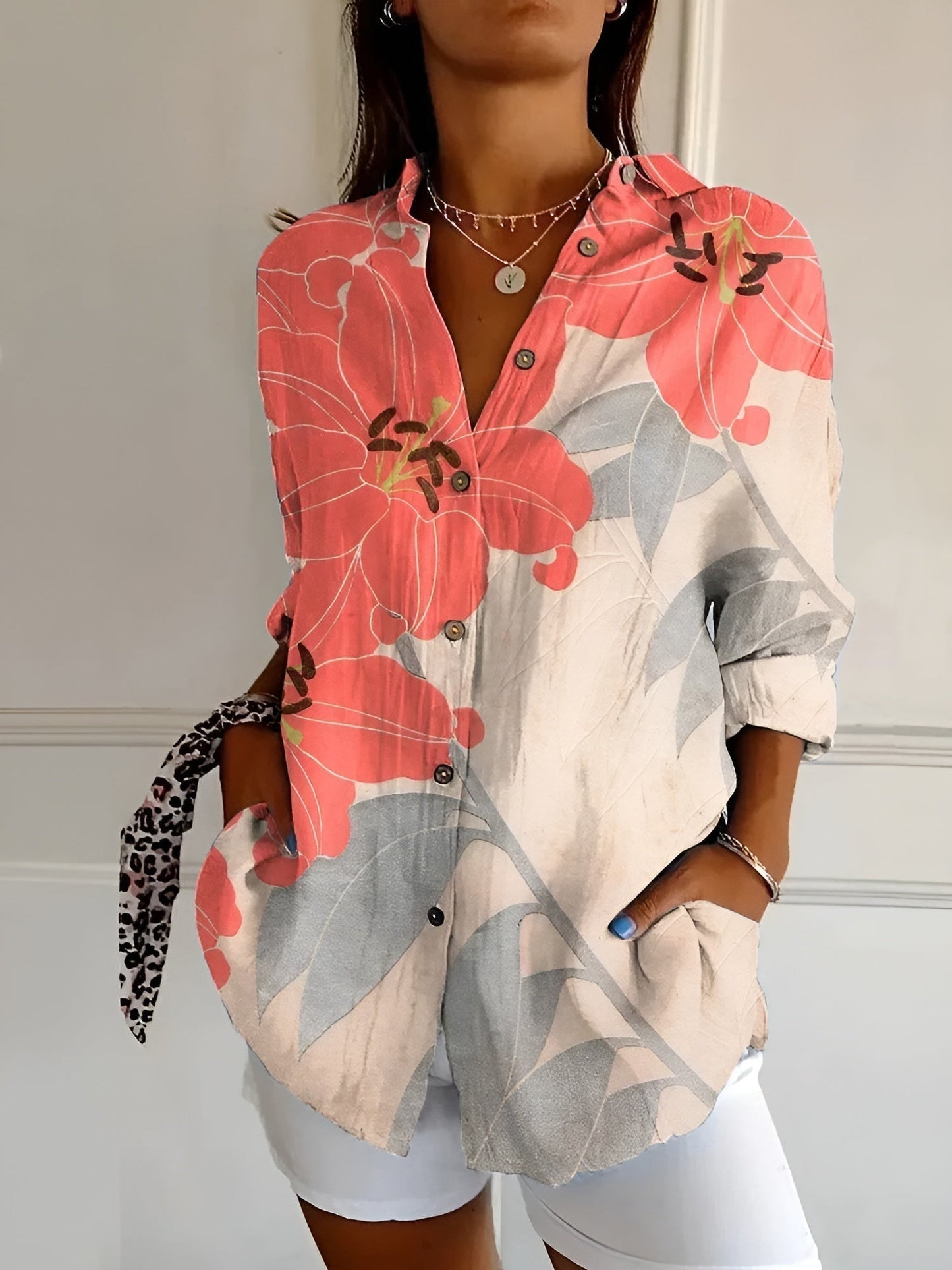 Image of Janet | Women's Button-Down Printed Blouse