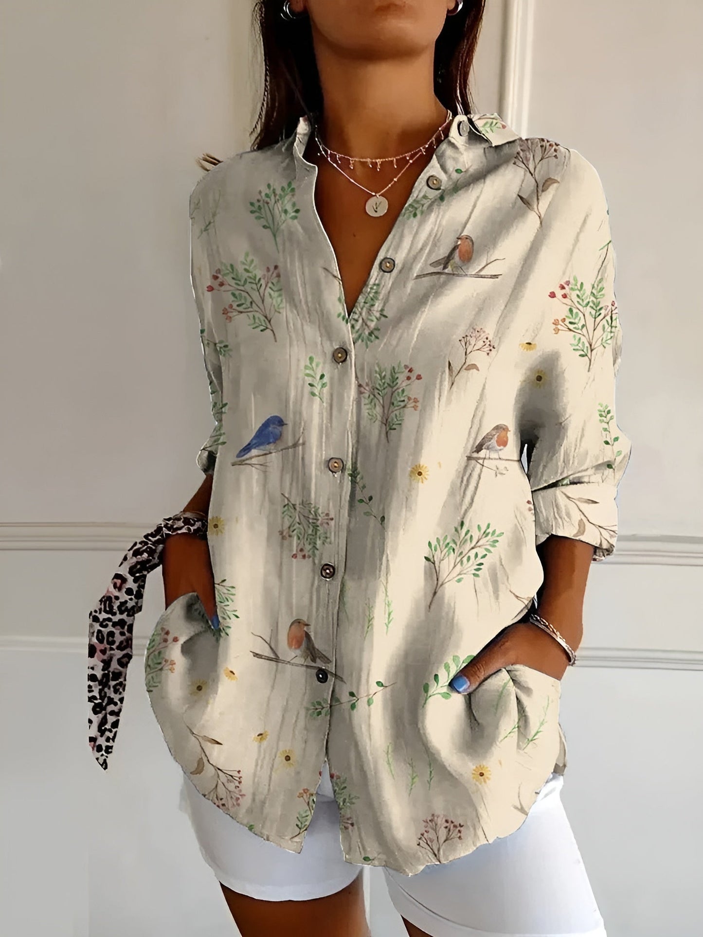 Image of Janet | Women's Button-Down Printed Blouse