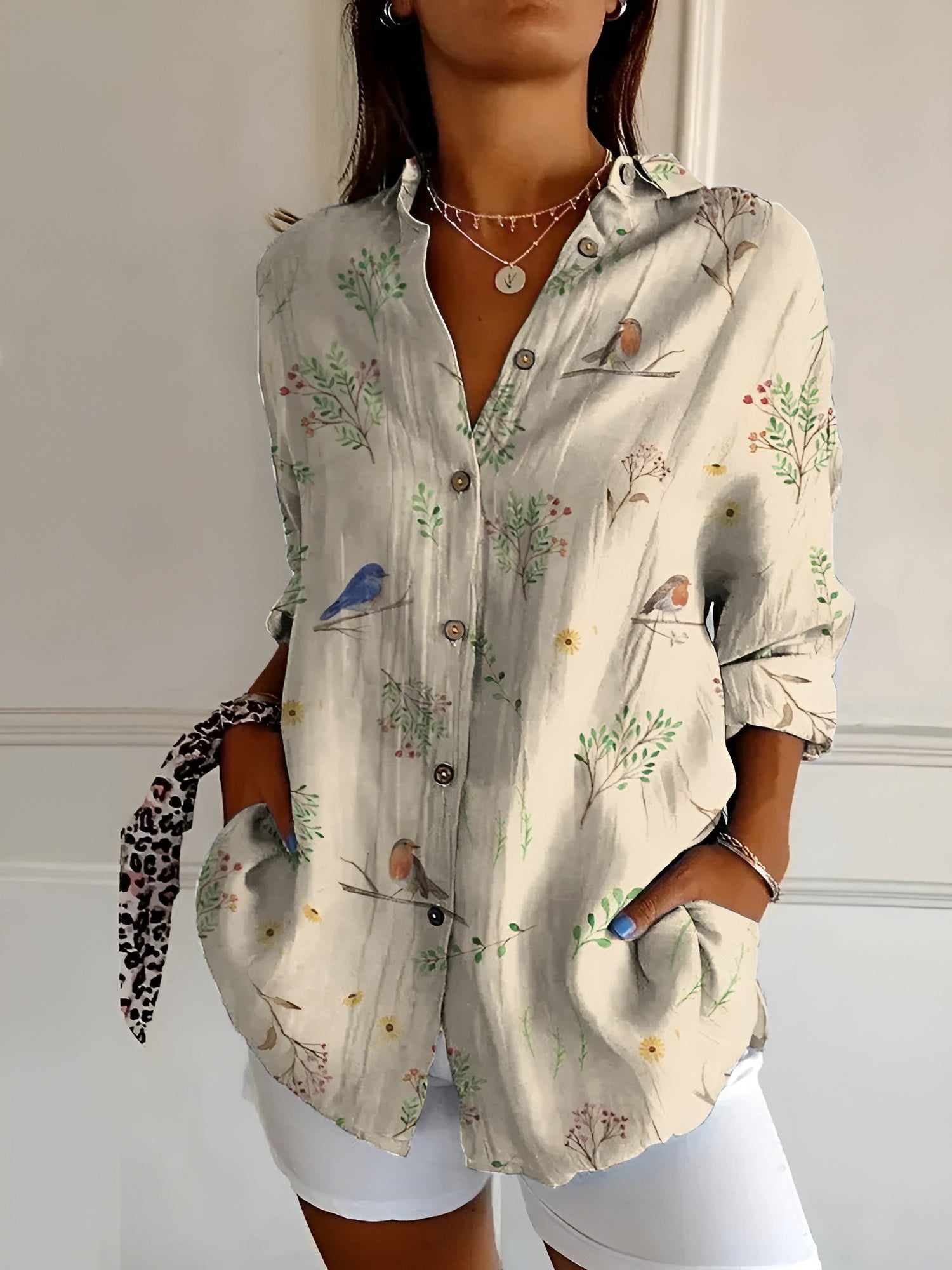 Image of Janet | Women's Button-Down Printed Blouse