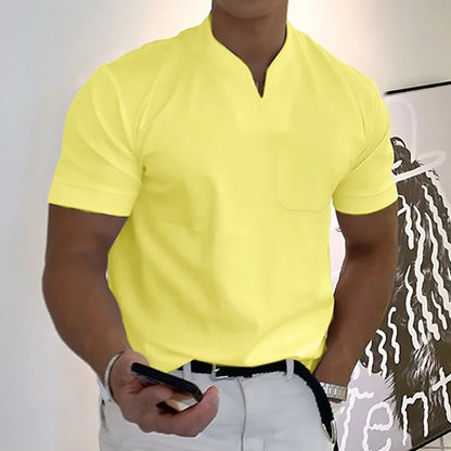 Image of Jed | Men's Band Collar Pocket T-Shirt