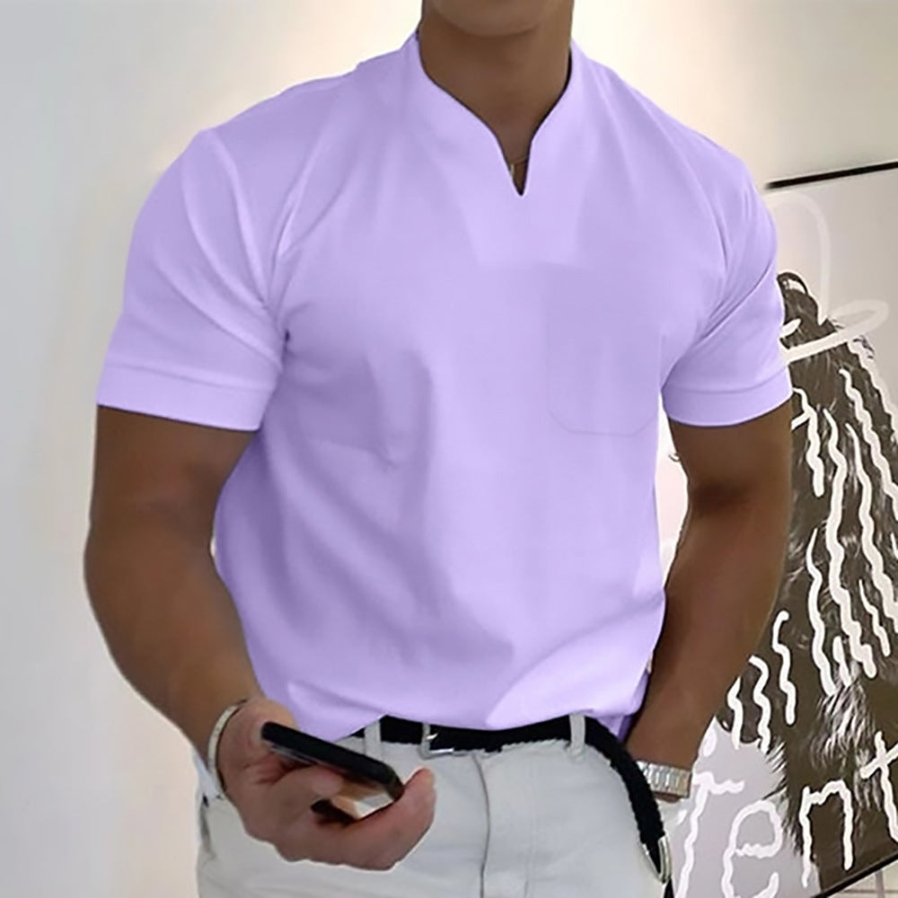 Image of Jed | Men's Band Collar Pocket T-Shirt