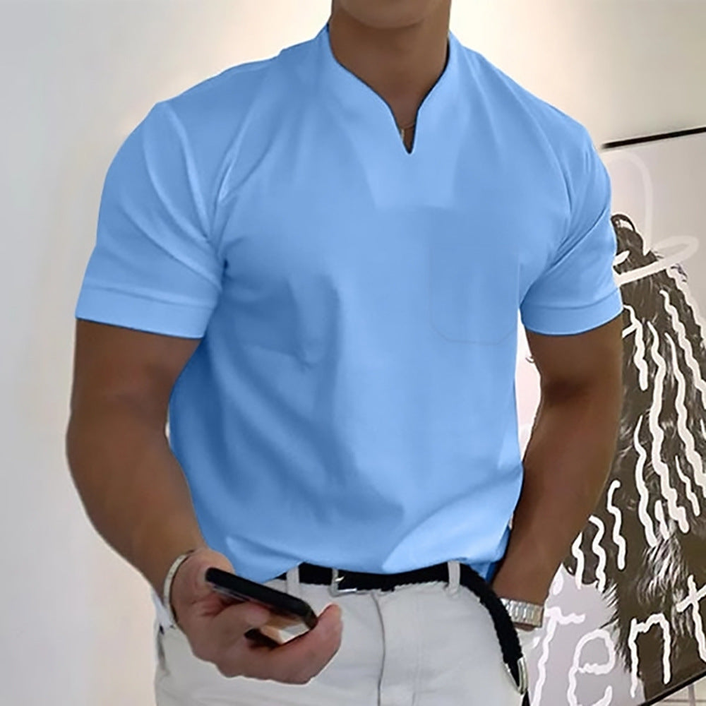 Image of Jed | Men's Band Collar Pocket T-Shirt