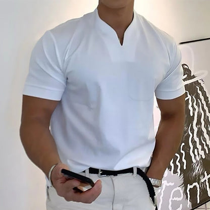 Image of Jed | Men's Band Collar Pocket T-Shirt
