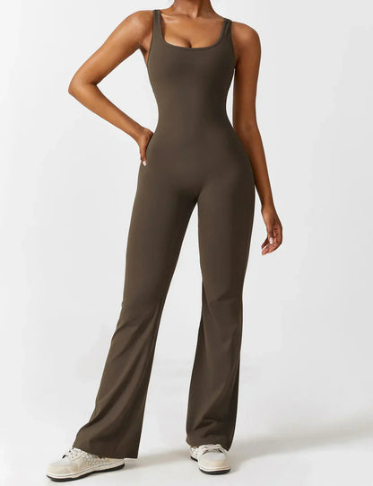 Image of Judith | Women's Flare Leg Activewear Jumpsuit