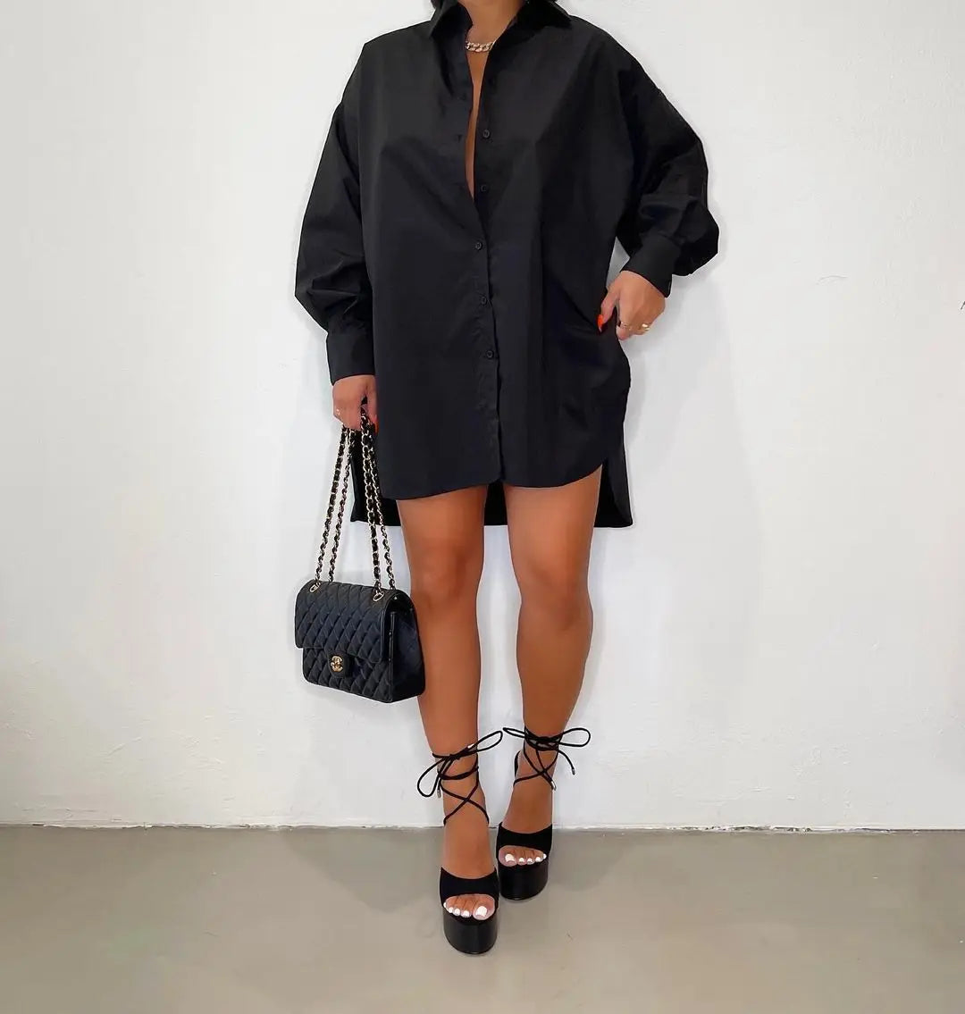 Image of Karina | Women's Oversized Mini Shirt Dress
