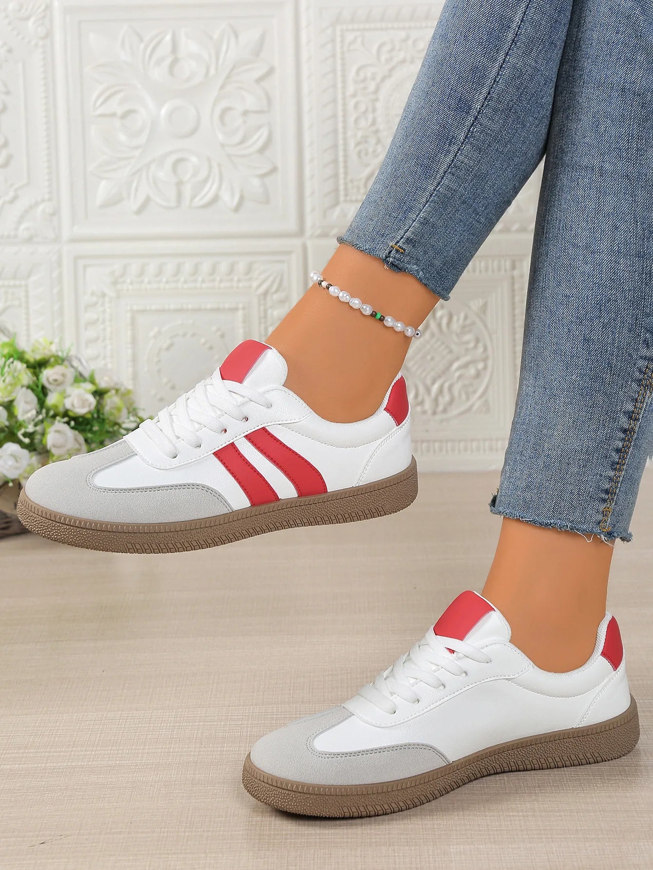 Katherine | Comfortable Stylish Faux Leather Sneakers for Women - Image 1