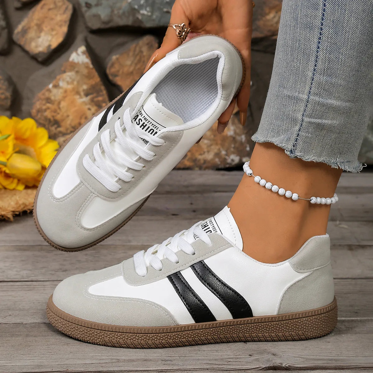 Katherine | Comfortable Stylish Faux Leather Sneakers for Women - Image 3