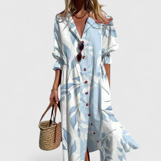 Image of Kendra | Women's V-Neck Maxi Button Down Dress