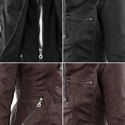 Eileen | Women's Hooded Slim Fit Biker Jacket - Image 17