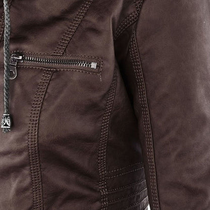 Eileen | Women's Hooded Slim Fit Biker Jacket - Image 16