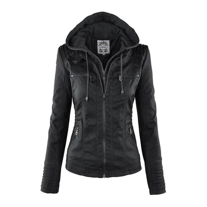 Eileen | Women's Hooded Slim Fit Biker Jacket - Image 20