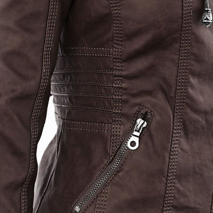 Eileen | Women's Hooded Slim Fit Biker Jacket - Image 15
