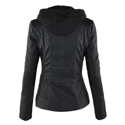 Eileen | Women's Hooded Slim Fit Biker Jacket - Image 6