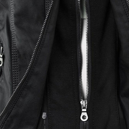 Eileen | Women's Hooded Slim Fit Biker Jacket - Image 12
