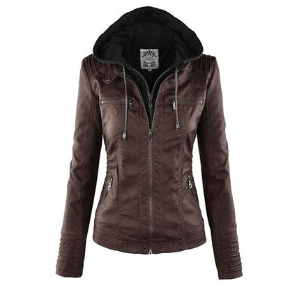 Eileen | Women's Hooded Slim Fit Biker Jacket - Image 21