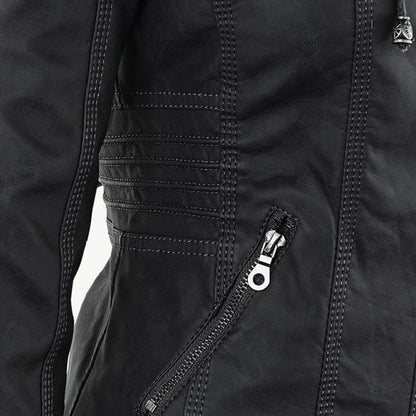 Eileen | Women's Hooded Slim Fit Biker Jacket - Image 14