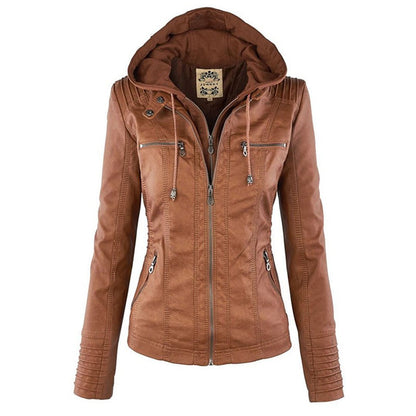 Eileen | Women's Hooded Slim Fit Biker Jacket - Image 19