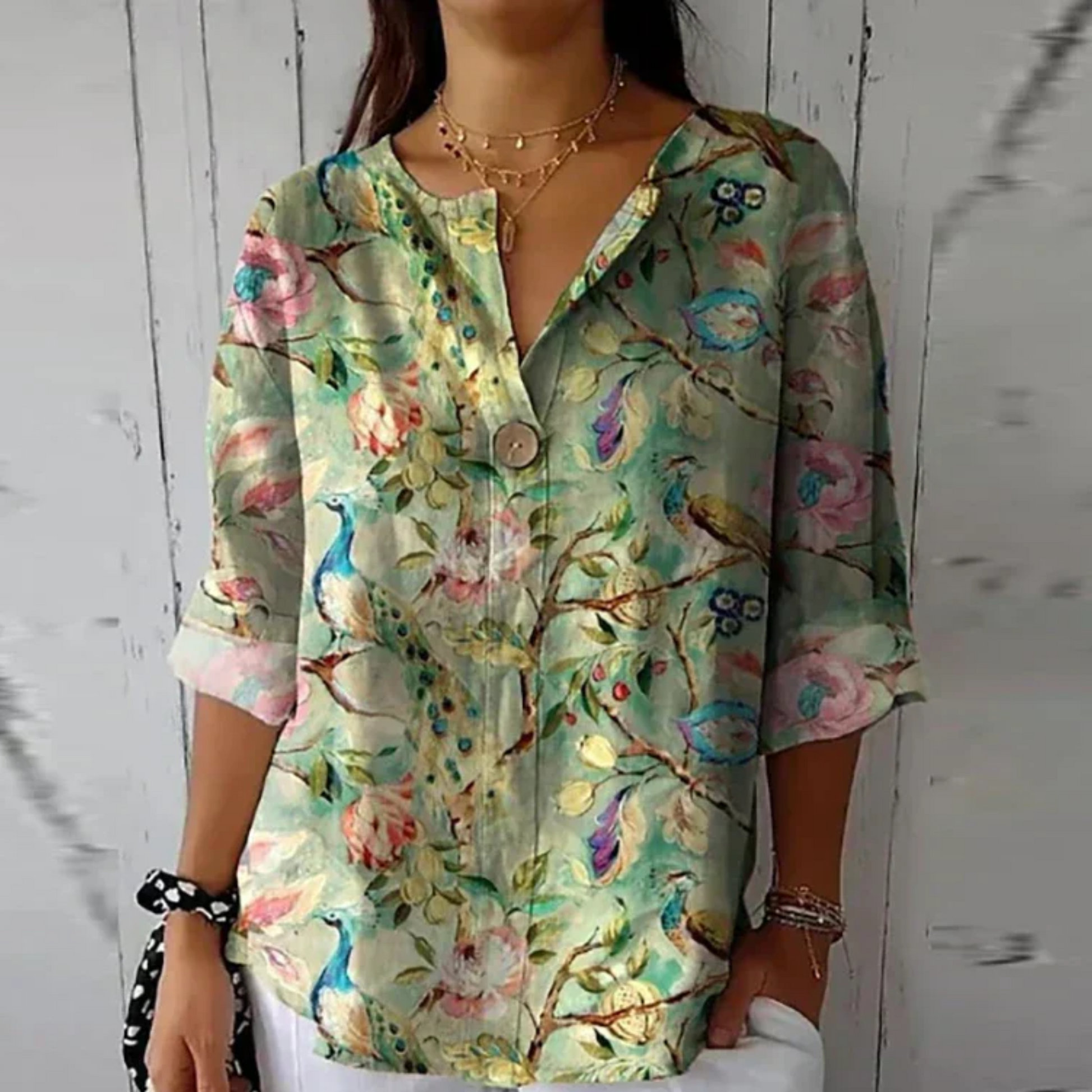 Image of Kristin | Women's Floral Print Button-Down Blouse