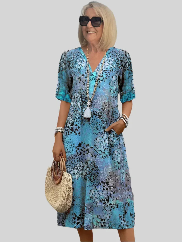 Image of Kristin | Women's V-Neck Casual Midi Dress