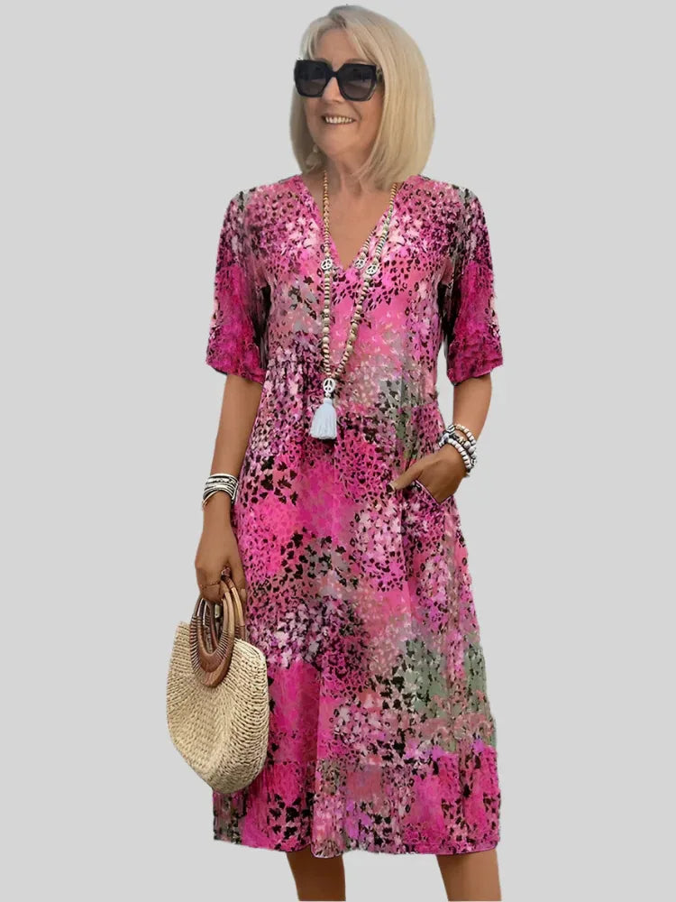 Image of Kristin | Women's V-Neck Casual Midi Dress