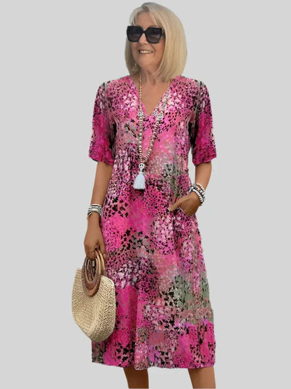 Image of Kristin | Women's V-Neck Casual Midi Dress