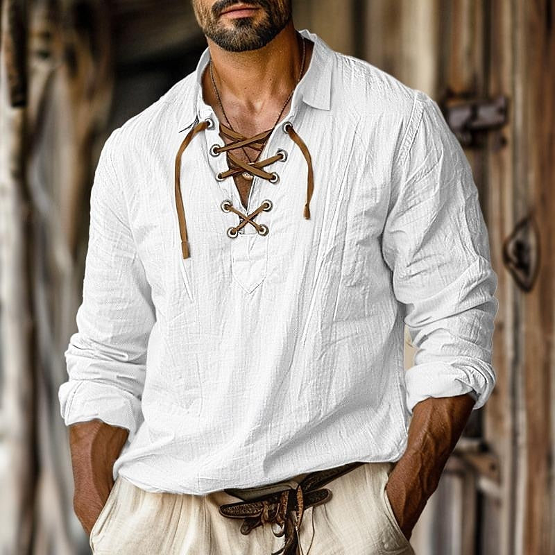 Josephus | Stylish Henry Linen Long Sleeve Shirt for Men - Image 2