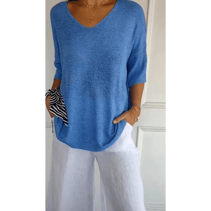Image of Libby | Women's V-Neck Relaxed Fit Tunic Top